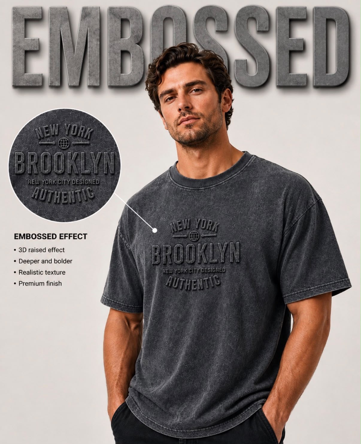 Brooklyn Embossed Acid wash Oversized - Grey